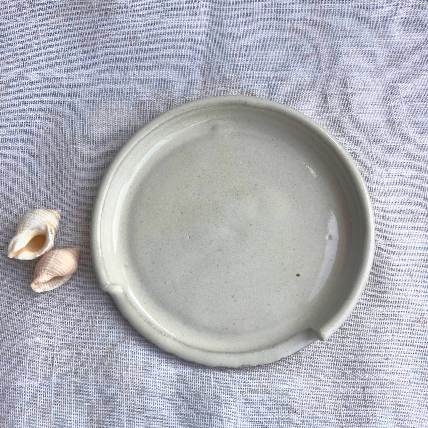 Coastal Handmade Ceramic Spoon Rest Beige