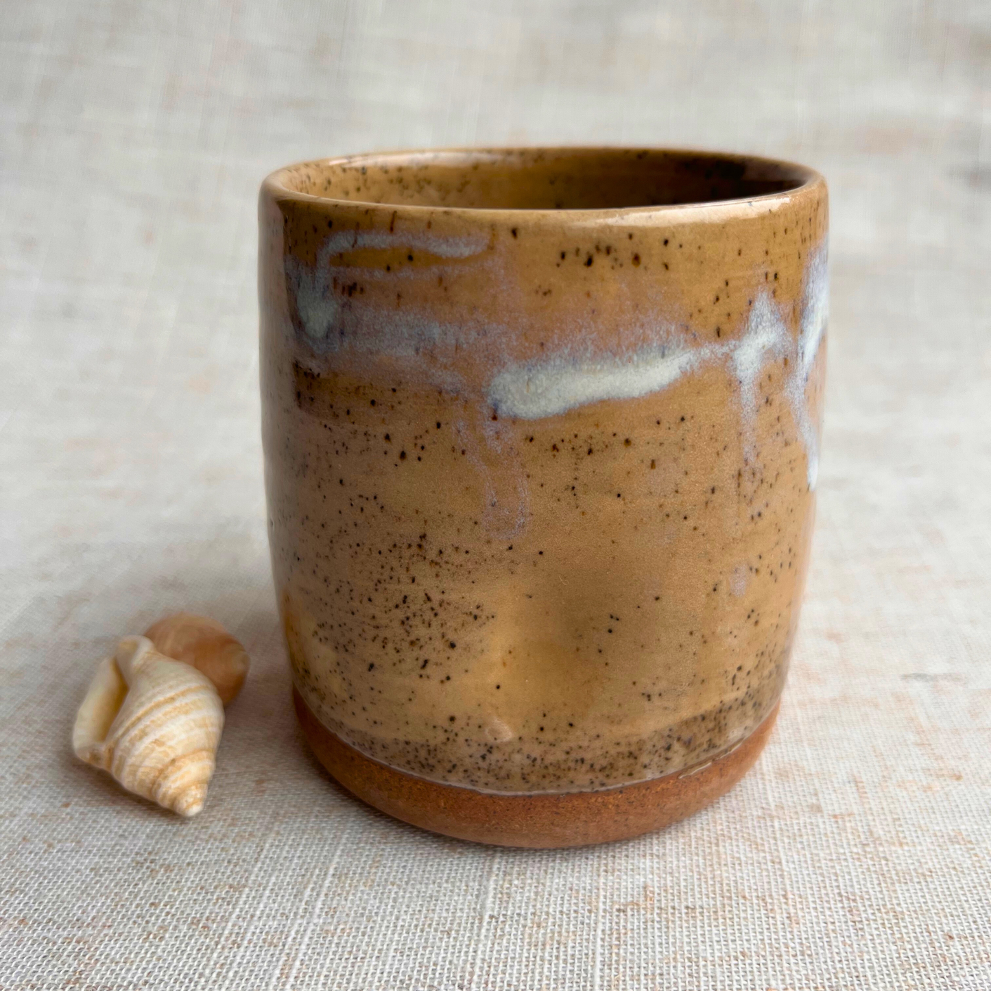Handmade Ceramic Dimple Cup, Coastal Seashell Dark Range