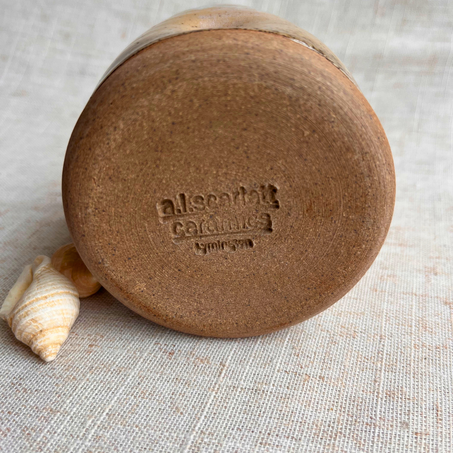 Handmade Ceramic Dimple Cup, Coastal Seashell Dark Range