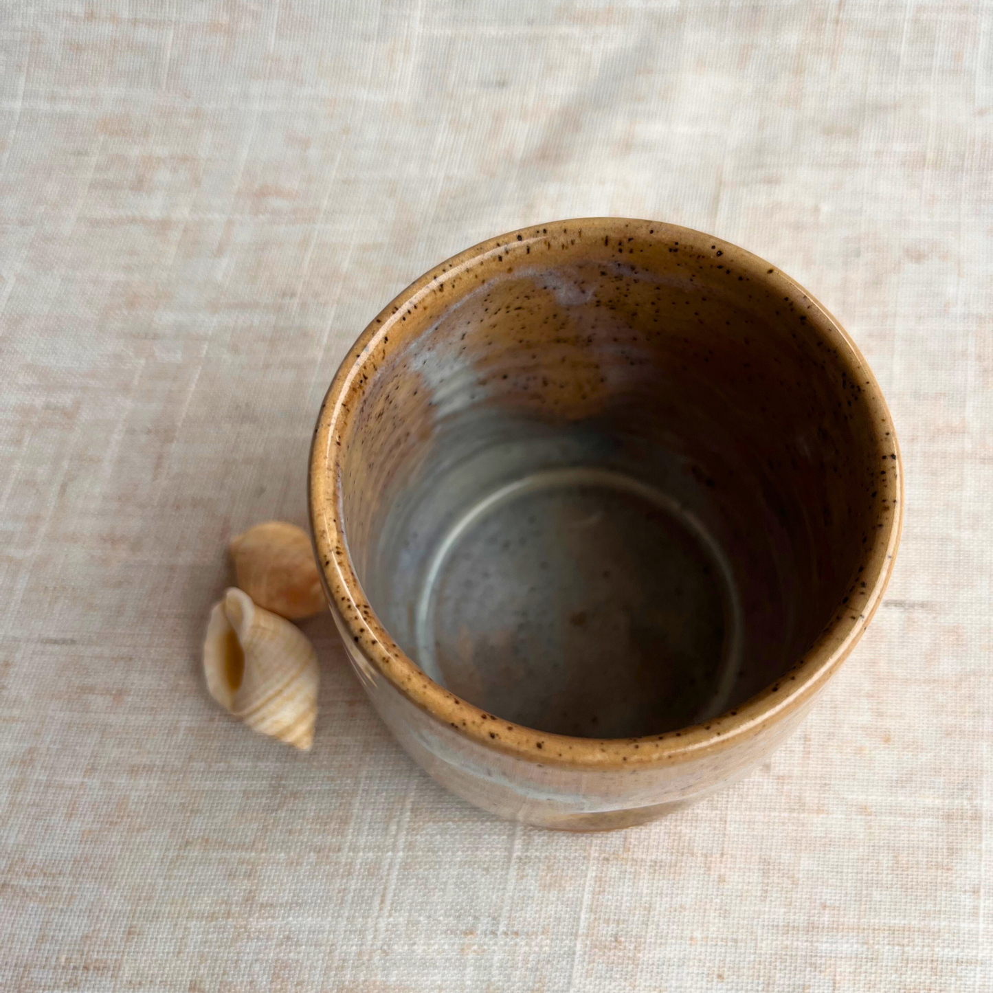 Handmade Ceramic Dimple Cup, Coastal Seashell Dark Range
