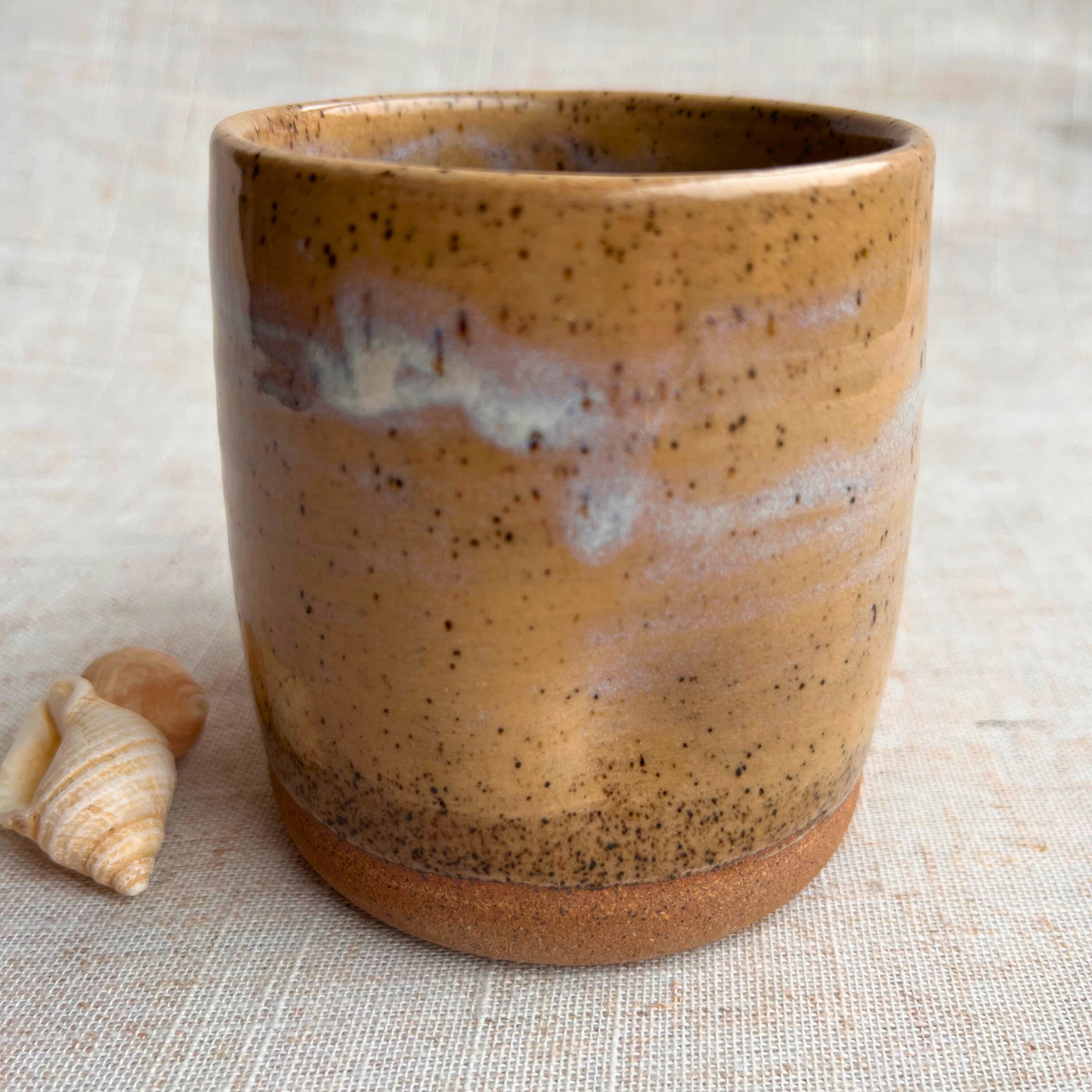 Handmade Ceramic Dimple Cup, Coastal Seashell Dark Range