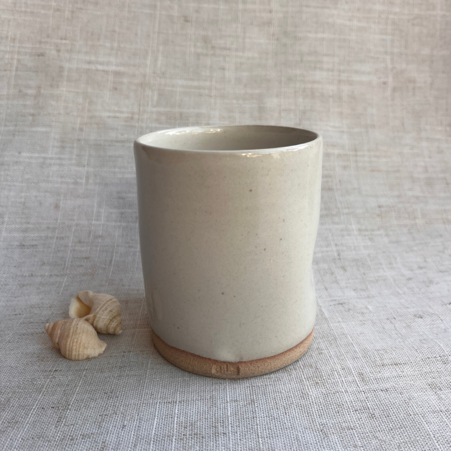 Coastal Handmade Ceramic Thumb Cup Cream