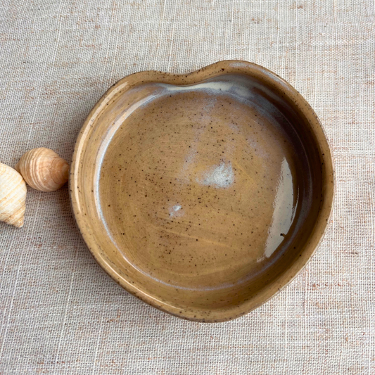 Handmade Ceramic Heart Dish, Coastal Dark Seashell Range