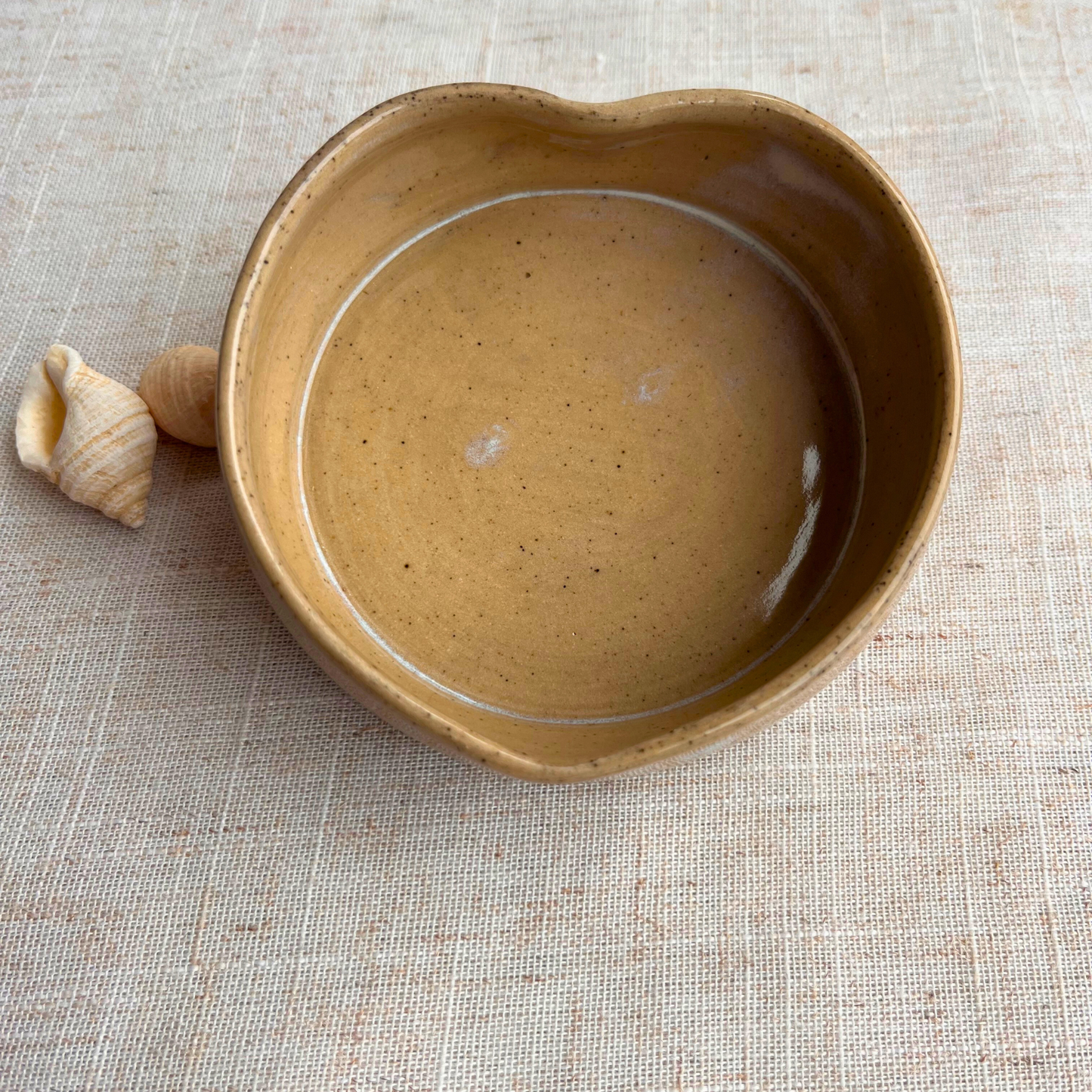 Handmade Ceramic Heart Dish, Coastal Dark Seashell Range