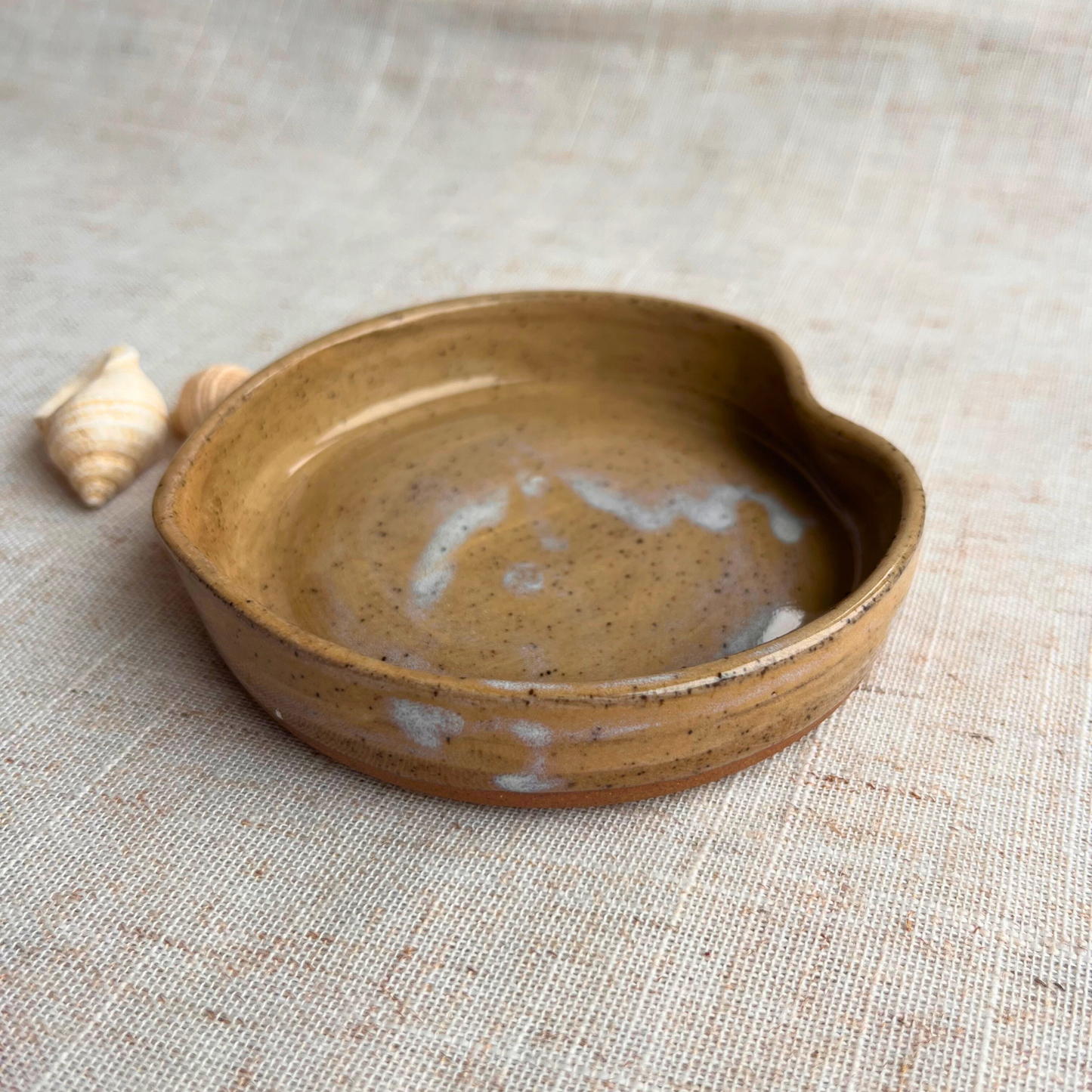 Handmade Ceramic Heart Dish, Coastal Dark Seashell Range