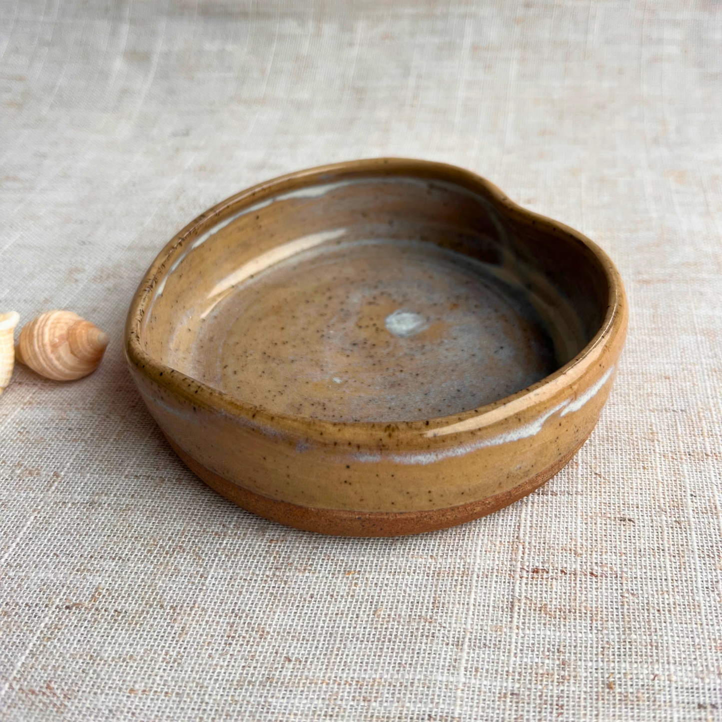 Handmade Ceramic Heart Dish, Coastal Dark Seashell Range