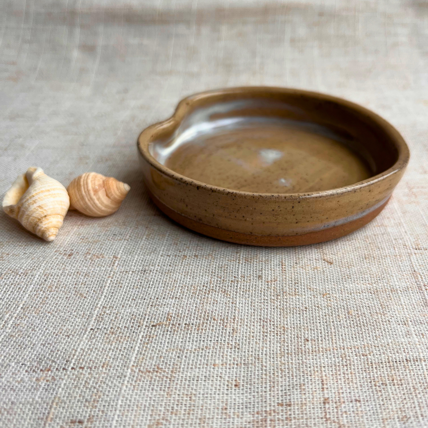 Handmade Ceramic Heart Dish, Coastal Dark Seashell Range