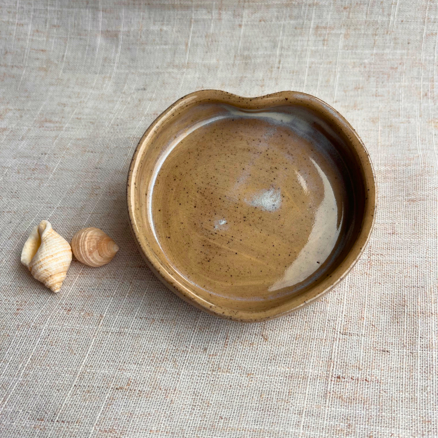 Handmade Ceramic Heart Dish, Coastal Dark Seashell Range