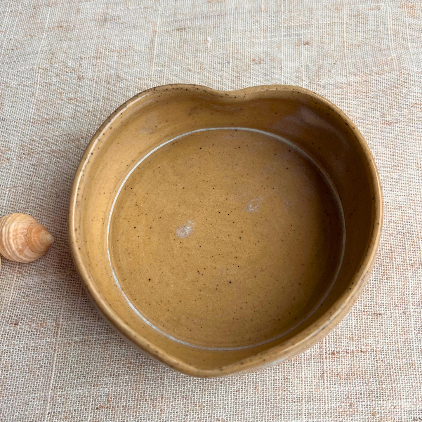 Handmade Ceramic Heart Dish, Coastal Dark Seashell Range