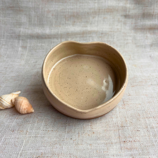 Handmade Ceramic Heart Dish, Coastal Light Seashell Range