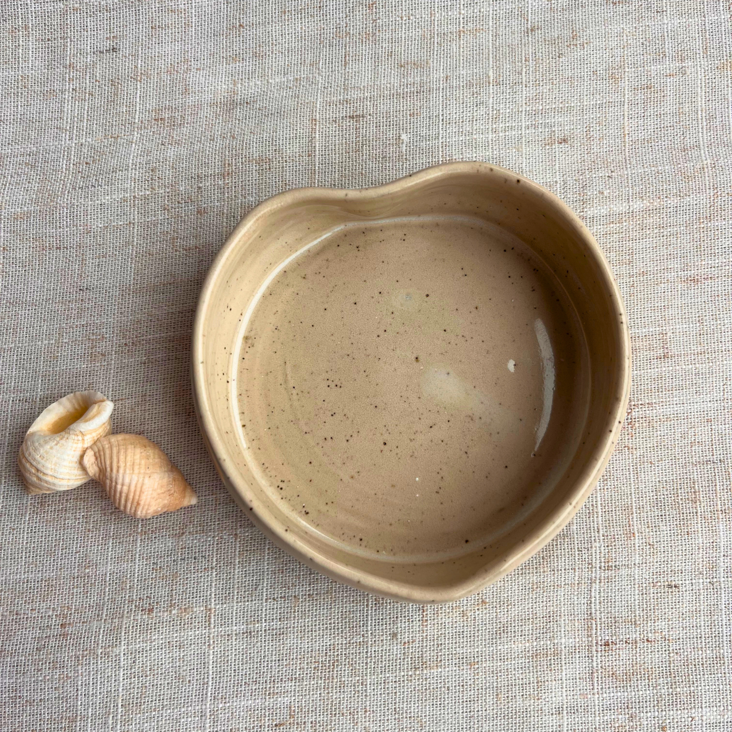 Handmade Ceramic Heart Dish, Coastal Light Seashell Range