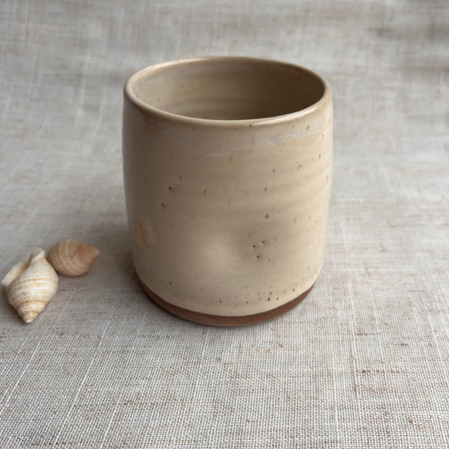 Handmade Ceramic Dimple Cup, Coastal Seashell light Range