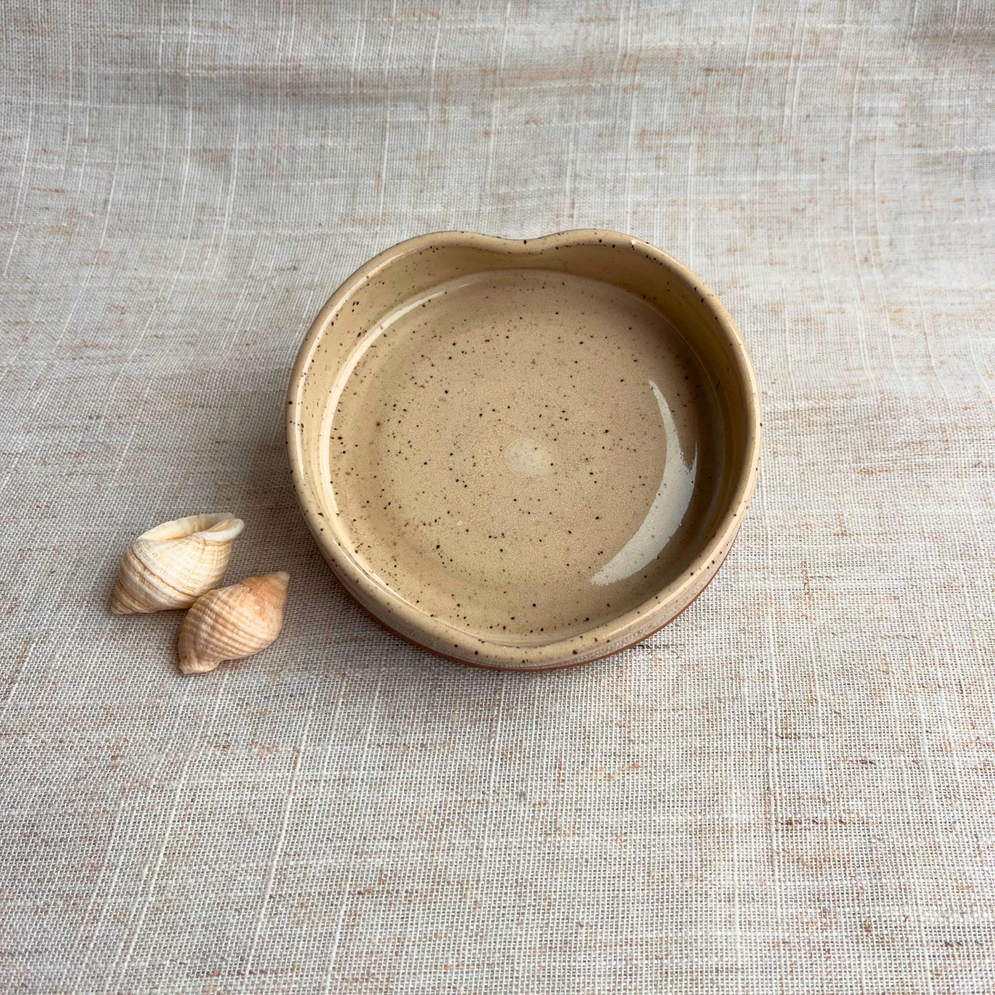 Handmade Ceramic Heart Dish, Coastal Light Seashell Range