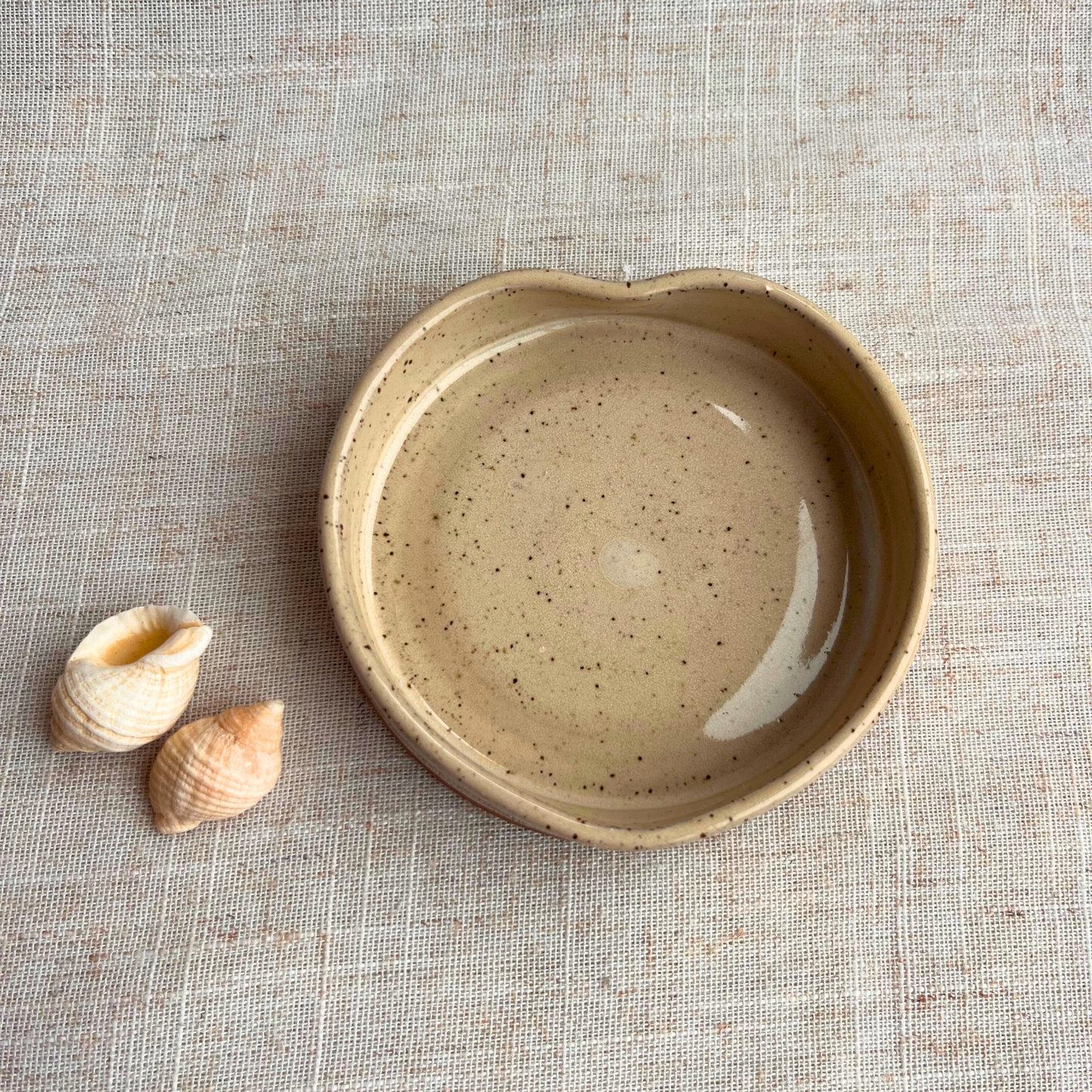Handmade Ceramic Heart Dish, Coastal Light Seashell Range