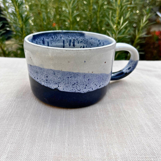 Handmade ceramic mug, blue and white mugs, coastal gift, UK made