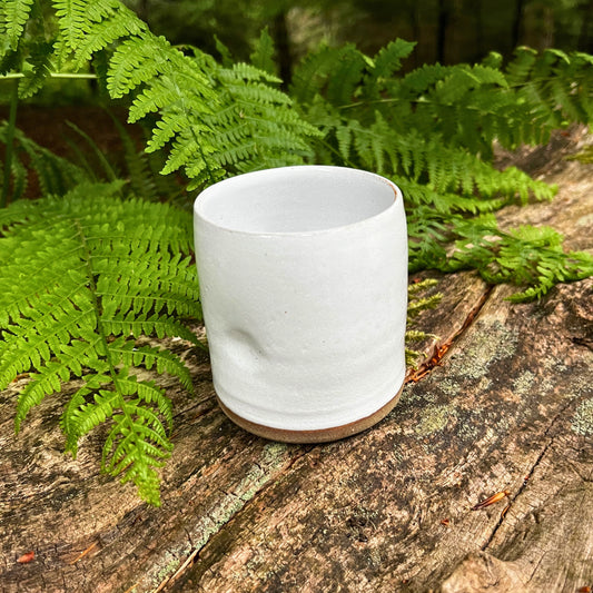 Handmade cortado coffee cup with dimple, white Pinch cup, Matcha cup, espresso coffee cup, Made in the UK